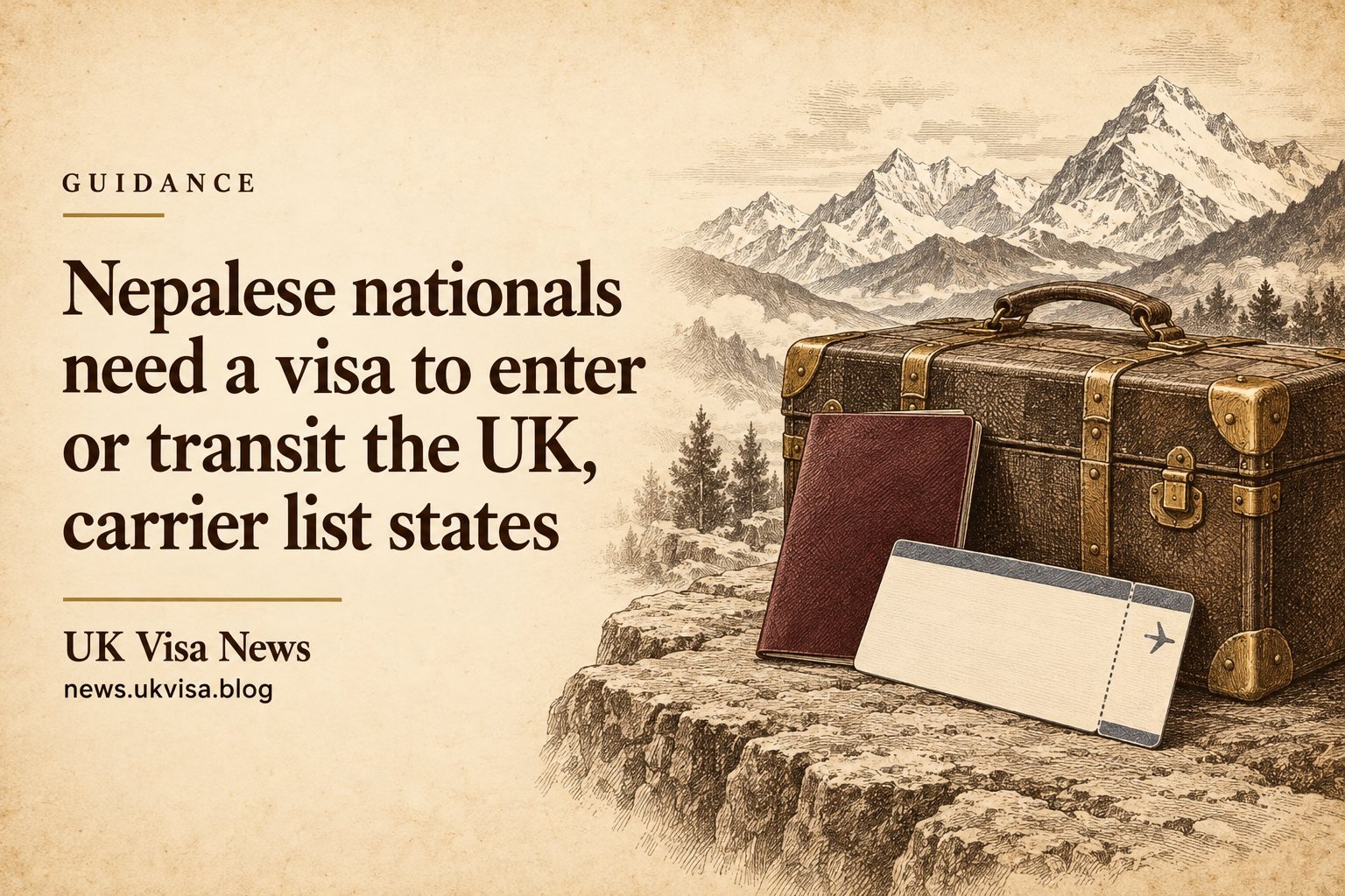 Nepalese nationals need a visa to enter or transit the UK, carrier list states