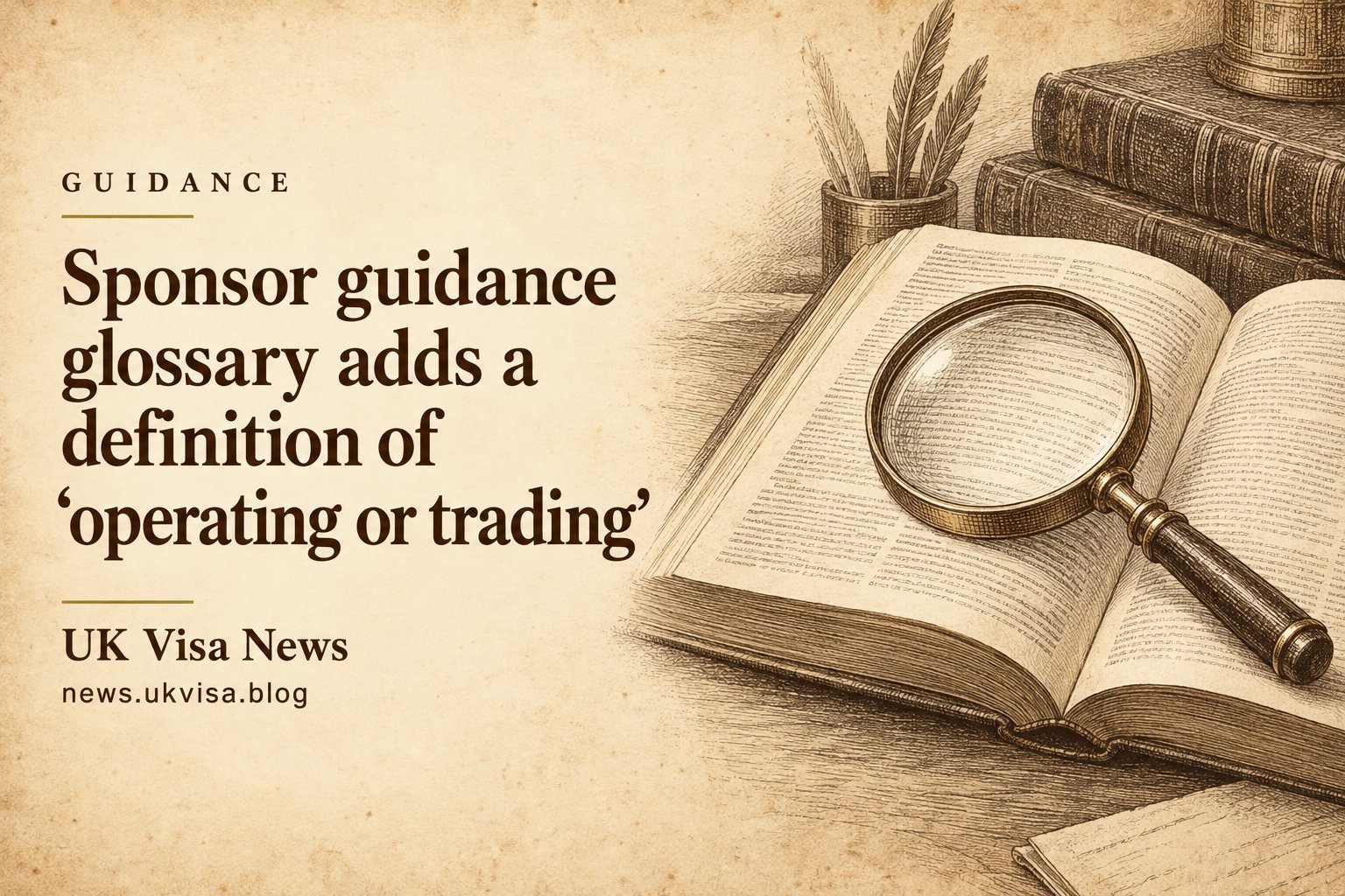 Sponsor guidance glossary adds a definition of ‘operating or trading’