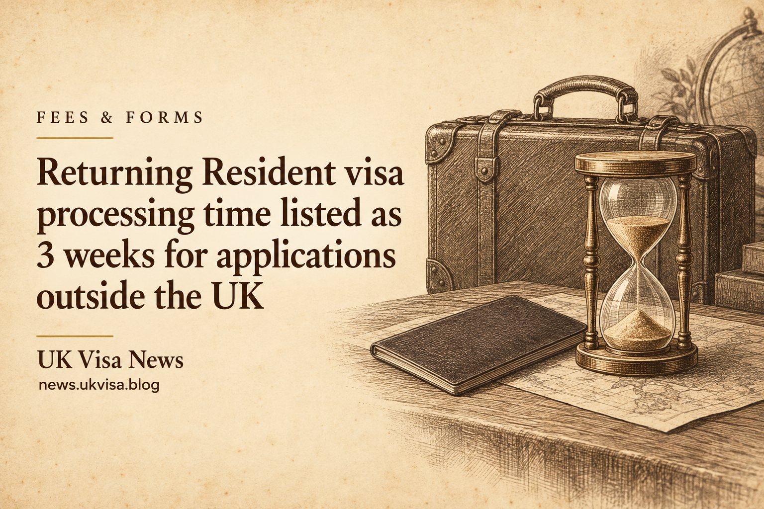 Returning Resident visa processing time listed as 3 weeks for applications outside the UK