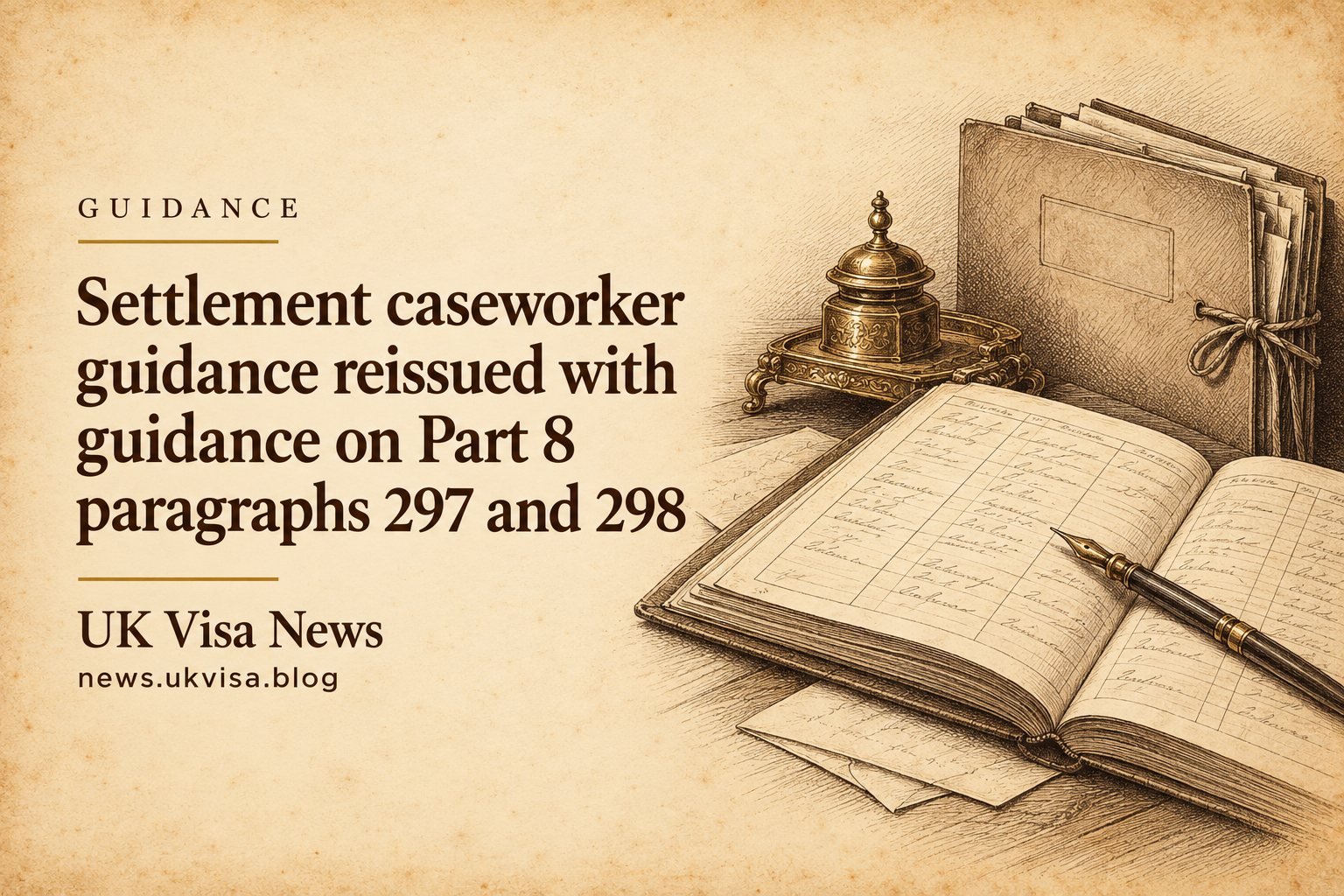 Settlement caseworker guidance reissued with guidance on Part 8 paragraphs 297 and 298