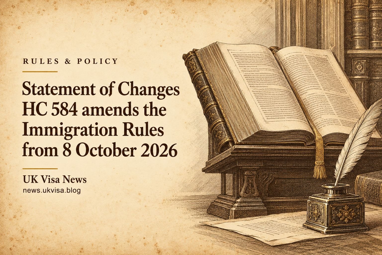 Statement of Changes HC 584 amends the Immigration Rules from 8 October 2026