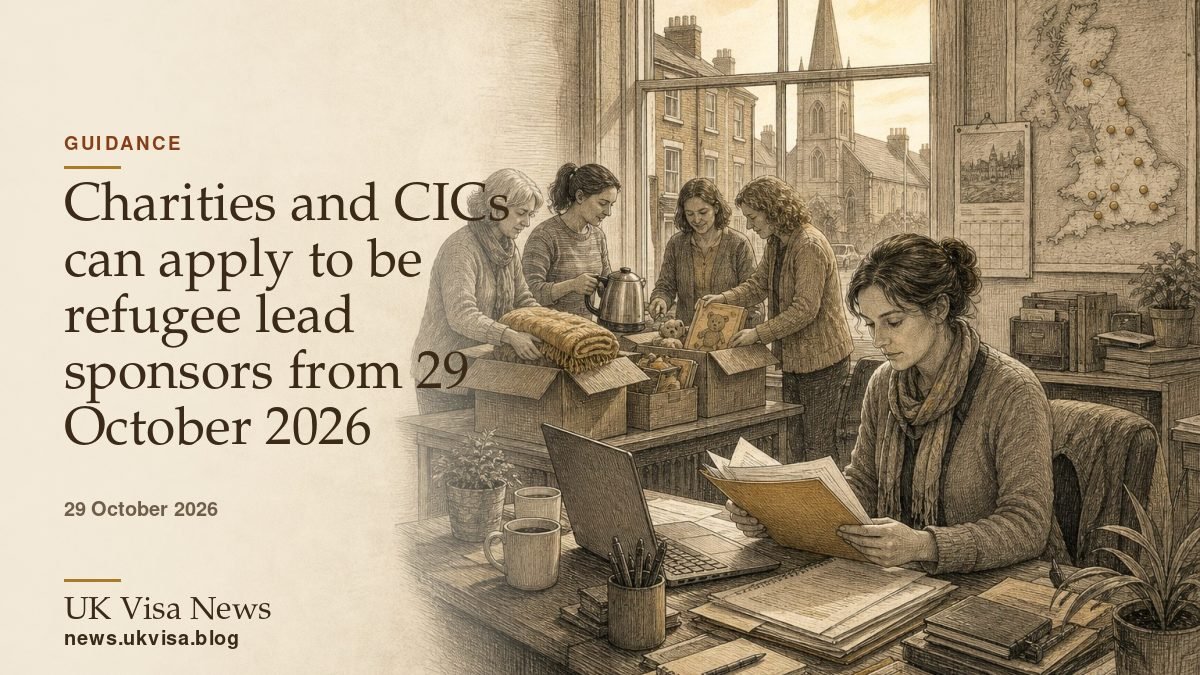 Charities and CICs can apply to be refugee lead sponsors from 29 October 2026