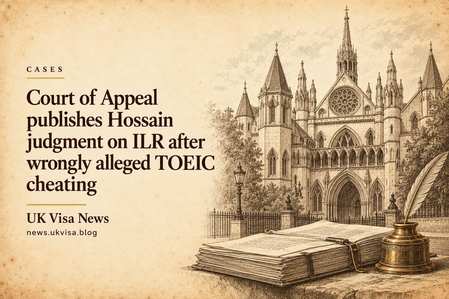 Court of Appeal publishes Hossain judgment on ILR after wrongly alleged TOEIC cheating