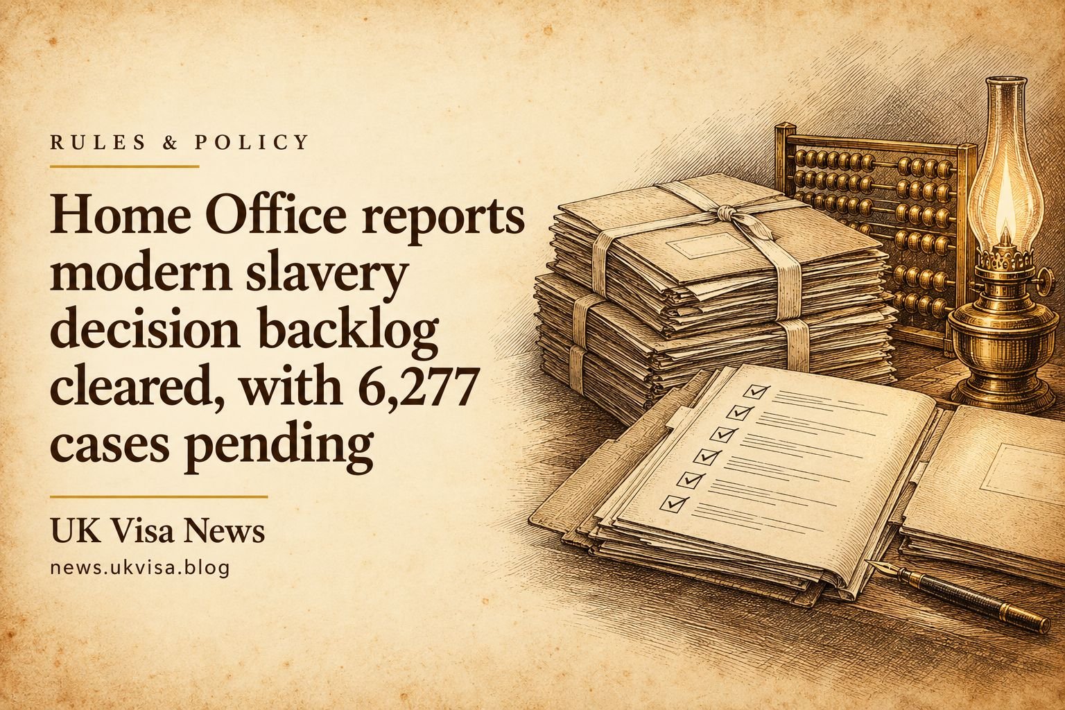Home Office reports modern slavery decision backlog cleared, with 6,277 cases pending
