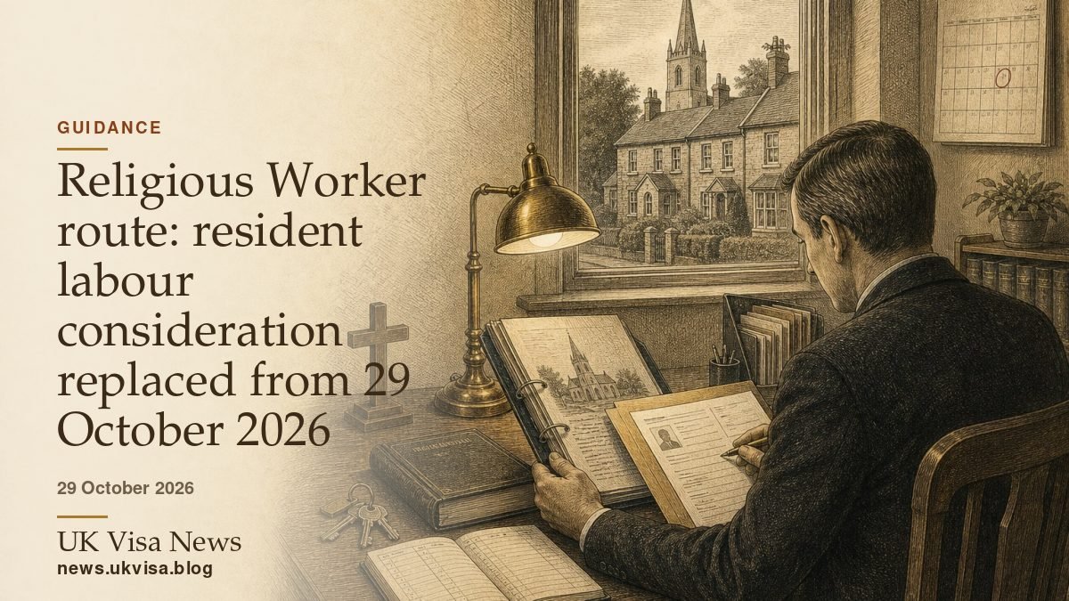 Religious Worker route: resident labour consideration replaced from 29 October 2026